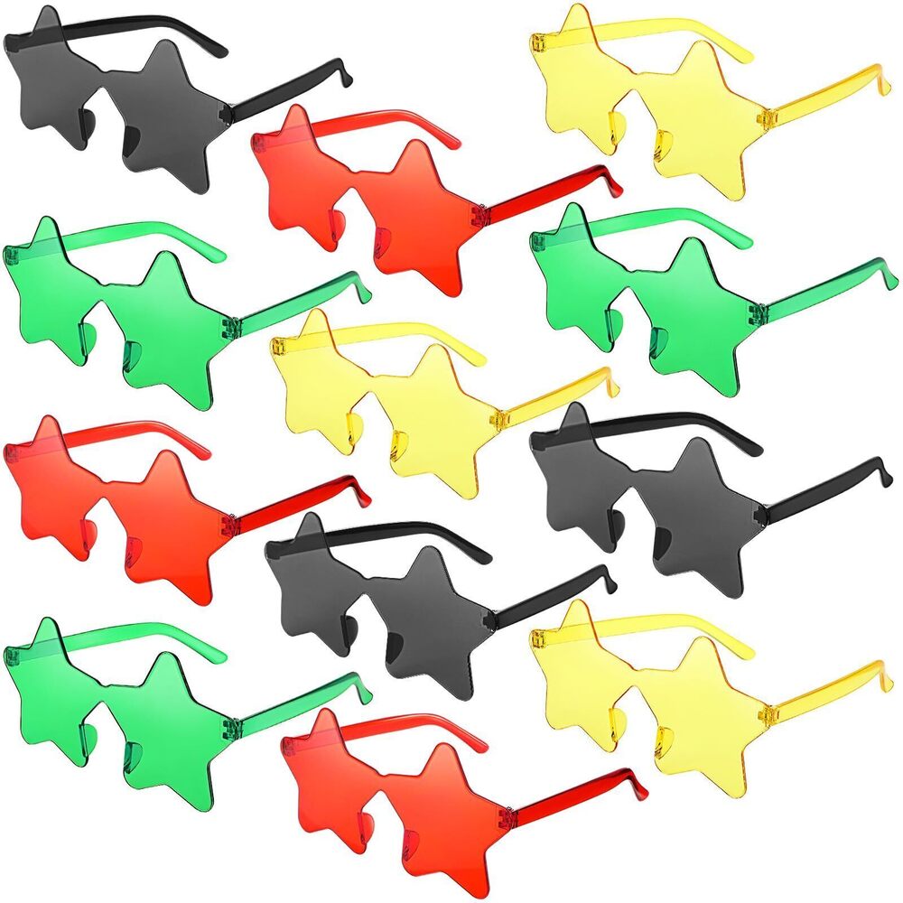 3972 24 Pcs Juneteenth Sunglasses Bulk Star Rimless Fun Colorful Glasses
